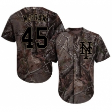 Men's Majestic New York Mets #45 Tug McGraw Authentic Camo Realtree Collection Flex Base MLB Jersey