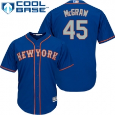 Youth Majestic New York Mets #45 Tug McGraw Replica Royal Blue Alternate Road Cool Base MLB Jersey