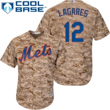 Men's Majestic New York Mets #12 Juan Lagares Authentic Camo Alternate Cool Base MLB Jersey