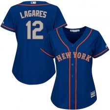 Women's Majestic New York Mets #12 Juan Lagares Authentic Royal Blue Alternate Road Cool Base MLB Jersey