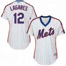Women's Majestic New York Mets #12 Juan Lagares Replica White Alternate Cool Base MLB Jersey