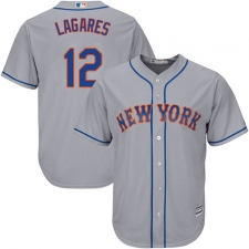 Youth Majestic New York Mets #12 Juan Lagares Replica Grey Road Cool Base MLB Jersey
