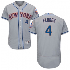 Men's Majestic New York Mets #4 Wilmer Flores Grey Road Flex Base Authentic Collection MLB Jersey