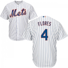 Youth Majestic New York Mets #4 Wilmer Flores Replica White Home Cool Base MLB Jersey
