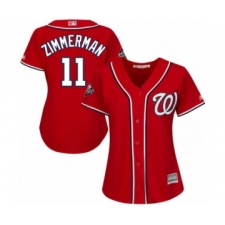 Women's Washington Nationals #11 Ryan Zimmerman Authentic Red Alternate 1 Cool Base 2019 World Series Bound Baseball Jersey