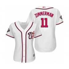 Women's Washington Nationals #11 Ryan Zimmerman Authentic White Home Cool Base 2019 World Series Bound Baseball Jersey
