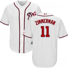 Youth Majestic Washington Nationals #11 Ryan Zimmerman Authentic White Home Cool Base MLB Jersey