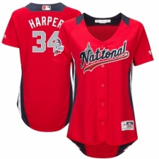 Women's Majestic Washington Nationals #34 Bryce Harper Game Red National League 2018 MLB All-Star MLB Jersey
