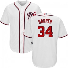Youth Majestic Washington Nationals #34 Bryce Harper Authentic White Home Cool Base MLB Jersey
