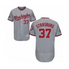 Men's Washington Nationals #37 Stephen Strasburg Grey Road Flex Base Authentic Collection 2019 World Series Champions Baseball Jersey