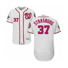 Men's Washington Nationals #37 Stephen Strasburg White Home Flex Base Authentic Collection 2019 World Series Champions Baseball Jersey