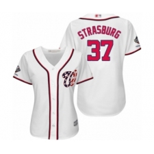 Women's Washington Nationals #37 Stephen Strasburg Authentic White Home Cool Base 2019 World Series Champions Baseball Jersey