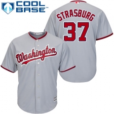 Youth Majestic Washington Nationals #37 Stephen Strasburg Replica Grey Road Cool Base MLB Jersey