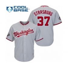 Youth Washington Nationals #37 Stephen Strasburg Authentic Grey Road Cool Base 2019 World Series Champions Baseball Jersey
