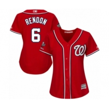 Women's Washington Nationals #6 Anthony Rendon Authentic Red Alternate 1 Cool Base 2019 World Series Champions Baseball Jersey