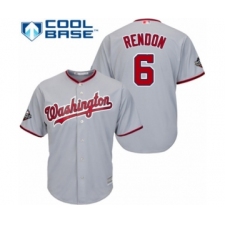 Youth Washington Nationals #6 Anthony Rendon Authentic Grey Road Cool Base 2019 World Series Bound Baseball Jersey