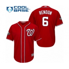 Youth Washington Nationals #6 Anthony Rendon Authentic Red Alternate 1 Cool Base 2019 World Series Bound Baseball Jersey