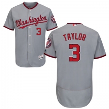 Men's Majestic Washington Nationals #3 Michael Taylor Grey Road Flex Base Authentic Collection MLB Jersey
