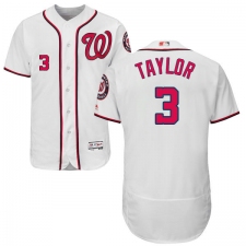 Men's Majestic Washington Nationals #3 Michael Taylor White Home Flex Base Authentic Collection MLB Jersey