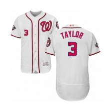 Men's Washington Nationals #3 Michael Taylor White Home Flex Base Authentic Collection 2019 World Series Bound Baseball Jersey