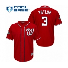Youth Washington Nationals #3 Michael Taylor Authentic Red Alternate 1 Cool Base 2019 World Series Bound Baseball Jersey
