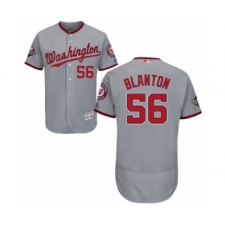 Men's Washington Nationals #56 Joe Blanton Grey Road Flex Base Authentic Collection 2019 World Series Bound Baseball Jersey