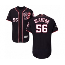 Men's Washington Nationals #56 Joe Blanton Navy Blue Alternate Flex Base Authentic Collection 2019 World Series Bound Baseball Jersey