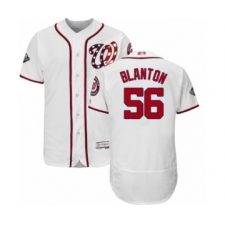 Men's Washington Nationals #56 Joe Blanton White Home Flex Base Authentic Collection 2019 World Series Bound Baseball Jersey