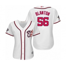 Women's Washington Nationals #56 Joe Blanton Authentic White Home Cool Base 2019 World Series Champions Baseball Jersey
