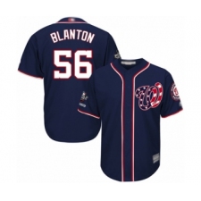 Youth Washington Nationals #56 Joe Blanton Authentic Navy Blue Alternate 2 Cool Base 2019 World Series Champions Baseball Jersey