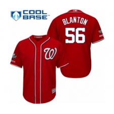 Youth Washington Nationals #56 Joe Blanton Authentic Red Alternate 1 Cool Base 2019 World Series Champions Baseball Jersey