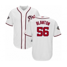 Youth Washington Nationals #56 Joe Blanton Authentic White Home Cool Base 2019 World Series Bound Baseball Jersey