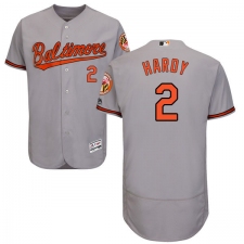 Men's Majestic Baltimore Orioles #2 J.J. Hardy Grey Road Flex Base Authentic Collection MLB Jersey