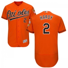 Men's Majestic Baltimore Orioles #2 J.J. Hardy Orange Alternate Flex Base Authentic Collection MLB Jersey
