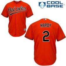 Youth Majestic Baltimore Orioles #2 J.J. Hardy Authentic Orange Alternate Cool Base MLB Jersey