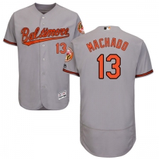 Men's Majestic Baltimore Orioles #13 Manny Machado Grey Road Flex Base Authentic Collection MLB Jersey