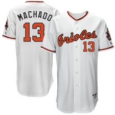 Men's Majestic Baltimore Orioles #13 Manny Machado Replica White 1966 Turn Back The Clock MLB Jersey