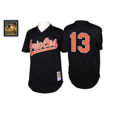 Men's Mitchell and Ness Baltimore Orioles #13 Manny Machado Authentic Black Throwback MLB Jersey