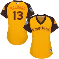 Women's Majestic Baltimore Orioles #13 Manny Machado Authentic Yellow 2016 All-Star American League BP Cool Base MLB Jersey
