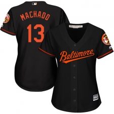 Women's Majestic Baltimore Orioles #13 Manny Machado Replica Black Alternate Cool Base MLB Jersey