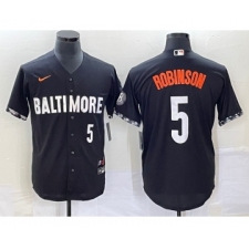 Men's Baltimore Orioles #5 Brooks Robinson Number Black 2023 City Connect Cool Base Stitched Jersey 1