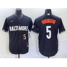 Men's Baltimore Orioles #5 Brooks Robinson Number Black 2023 City Connect Cool Base Stitched Jersey 2