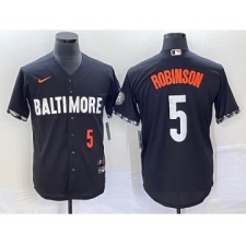 Men's Baltimore Orioles #5 Brooks Robinson Number Black 2023 City Connect Cool Base Stitched Jersey
