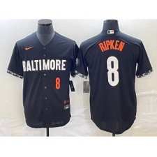 Men's Baltimore Orioles #8 Cal Ripken Jr Number Black 2023 City Connect Cool Base Stitched Jersey 1