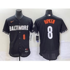 Men's Baltimore Orioles #8 Cal Ripken Jr Number Black 2023 City Connect Flex Base Stitched Jersey 1 
