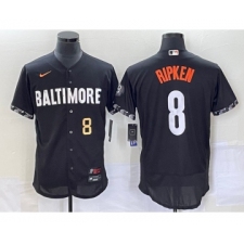 Men's Baltimore Orioles #8 Cal Ripken Jr Number Black 2023 City Connect Flex Base Stitched Jersey 2 
