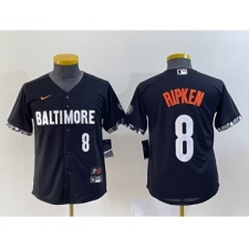 Youth Baltimore Orioles #8 Cal Ripken Jr Number Black 2023 City Connect Cool Base Stitched Jersey 1