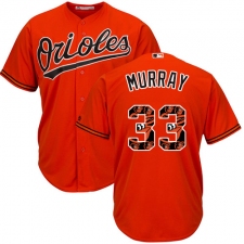 Men's Majestic Baltimore Orioles #33 Eddie Murray Authentic Orange Team Logo Fashion Cool Base MLB Jersey