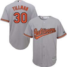 Youth Majestic Baltimore Orioles #30 Chris Tillman Replica Grey Road Cool Base MLB Jersey
