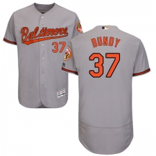 Men's Majestic Baltimore Orioles #37 Dylan Bundy Grey Road Flex Base Authentic Collection MLB Jersey
